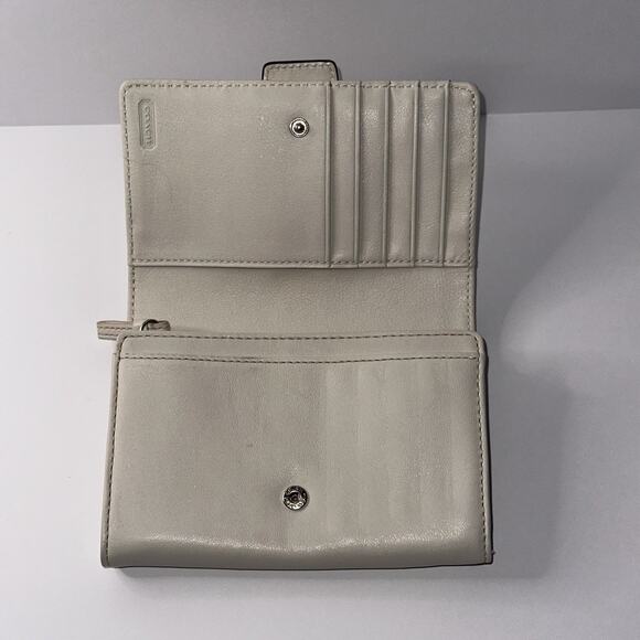 COACH Vintage Leather Turnlock Wallet Flap Beige Early 2000s Authentic - Picture 7 of 11